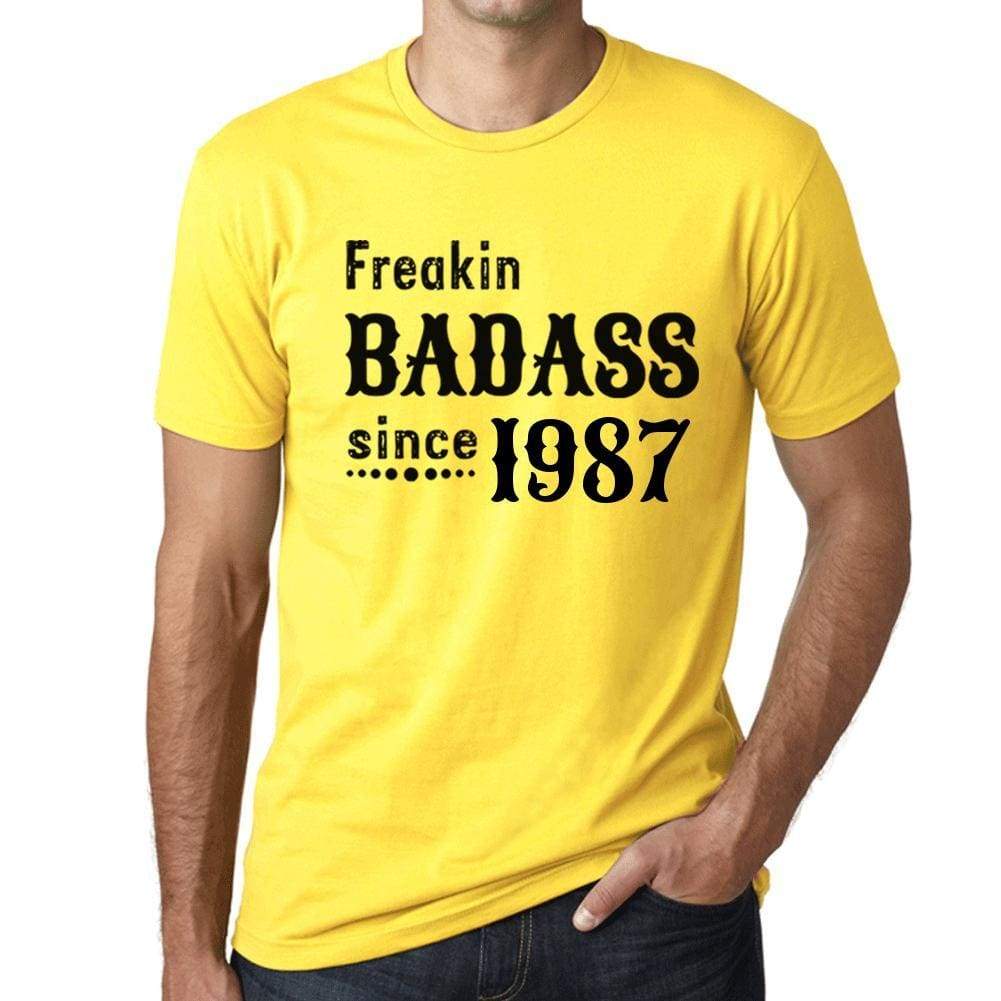 Freakin Badass Since 1987 Mens T-Shirt Yellow Birthday Gift 00396 - Yellow / Xs - Casual