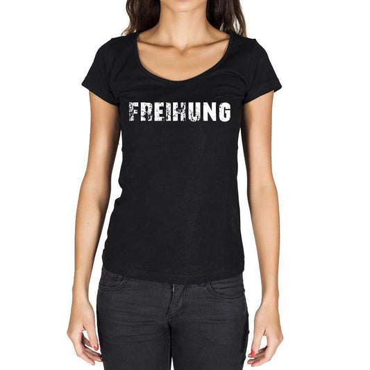 Freihung German Cities Black Womens Short Sleeve Round Neck T-Shirt 00002 - Casual