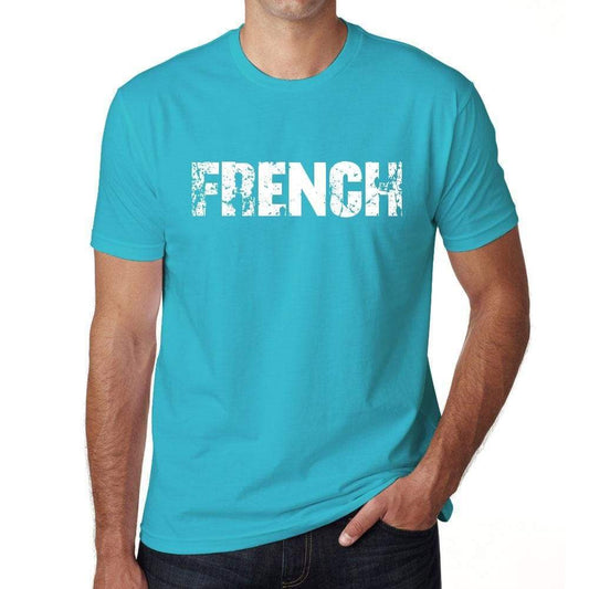 French Mens Short Sleeve Round Neck T-Shirt - Blue / S - Casual
