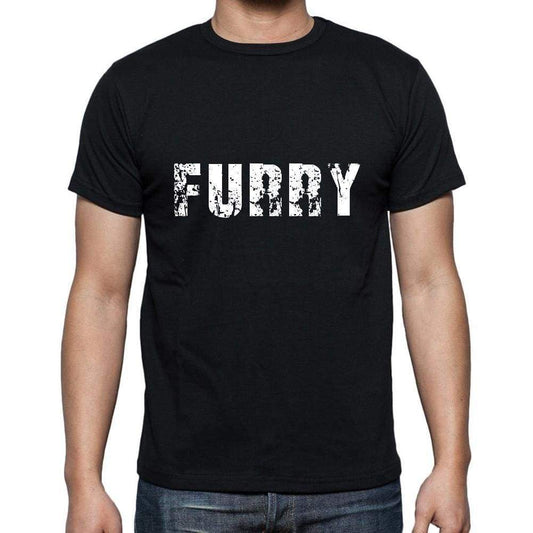Furry Mens Short Sleeve Round Neck T-Shirt 5 Letters Black Word 00006 - Casual