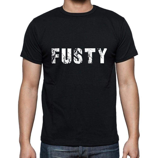 Fusty Mens Short Sleeve Round Neck T-Shirt 5 Letters Black Word 00006 - Casual