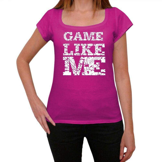 Game Like Me Pink Womens Short Sleeve Round Neck T-Shirt 00053 - Pink / Xs - Casual