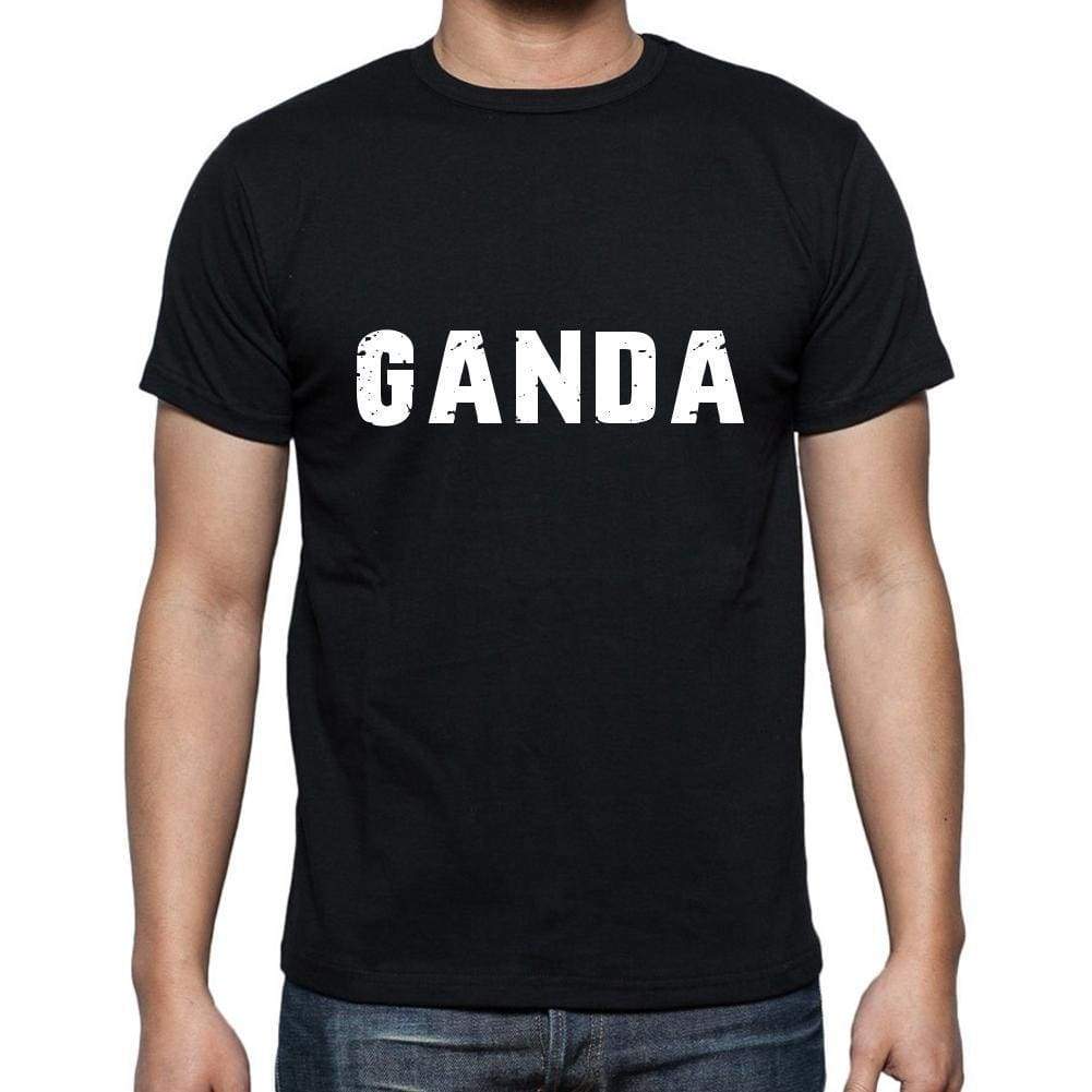 Ganda Mens Short Sleeve Round Neck T-Shirt 5 Letters Black Word 00006 - Casual