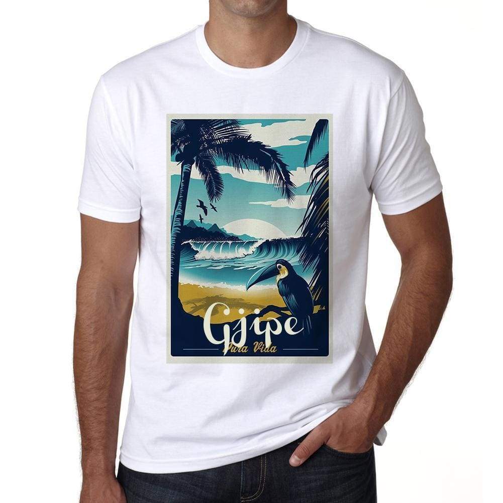 Gjipe Pura Vida Beach Name White Mens Short Sleeve Round Neck T-Shirt 00292 - White / S - Casual