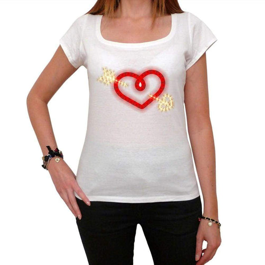 Glowing Heart With Arrow Tshirt White Womens T-Shirt 00157