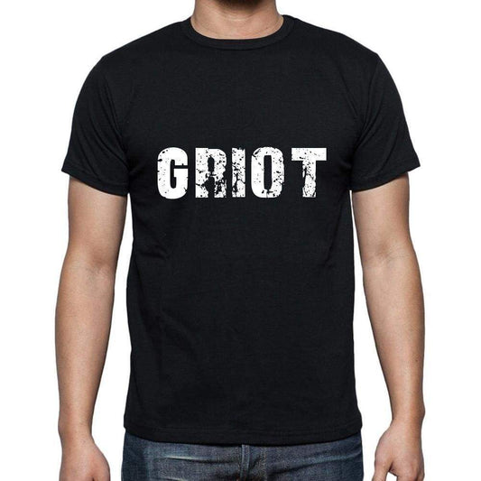 Griot Mens Short Sleeve Round Neck T-Shirt 5 Letters Black Word 00006 - Casual