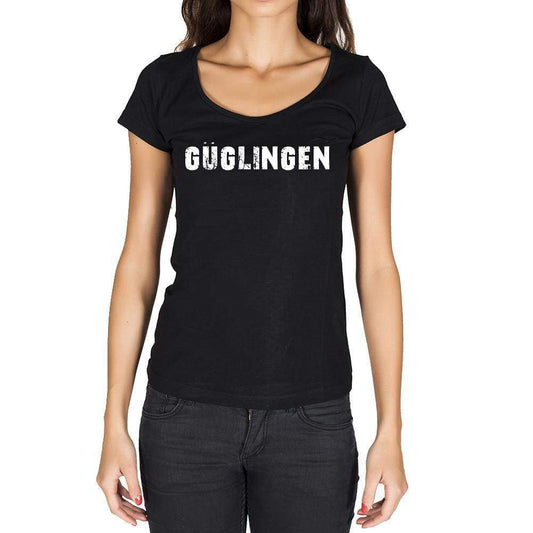 Güglingen German Cities Black Womens Short Sleeve Round Neck T-Shirt 00002 - Casual