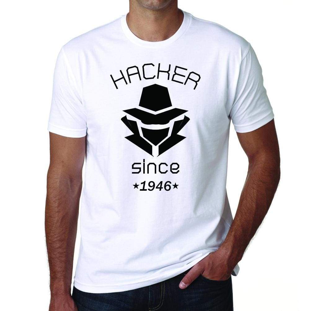 Hacker 1946 Mens Short Sleeve Round Neck T-Shirt 00087 - White / S - Casual