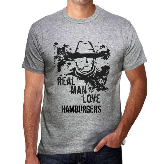 Hamburgers Real Men Love Hamburgers Mens T Shirt Grey Birthday Gift 00540 - Grey / S - Casual