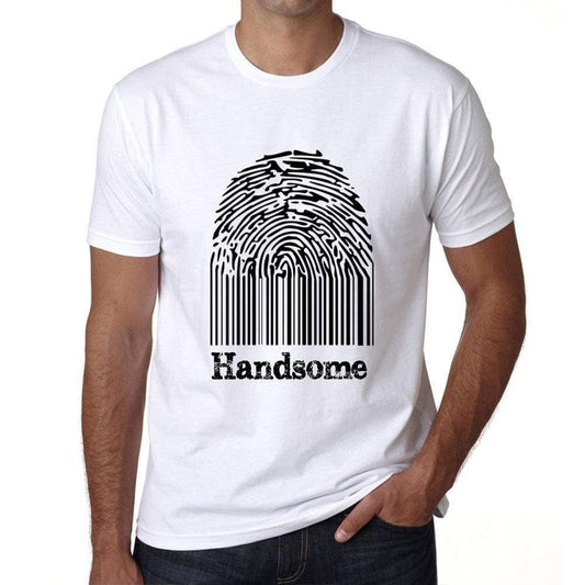 Handsome Fingerprint White Mens Short Sleeve Round Neck T-Shirt Gift T-Shirt 00306 - White / S - Casual