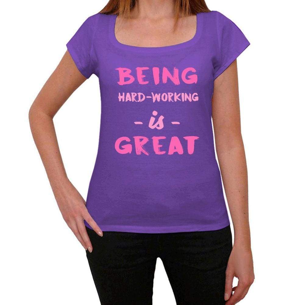 Hard-Working Being Great Purple Womens Short Sleeve Round Neck T-Shirt Gift T-Shirt 00336 - Purple / Xs - Casual