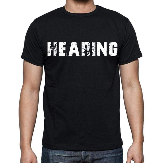 Hearing Mens Short Sleeve Round Neck T-Shirt Black T-Shirt En