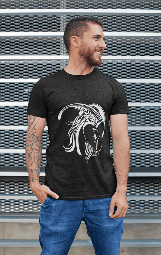 Capricorne Tatouage 1 Noir, T-shirt cadeau, T-shirt homme, Noir 00166