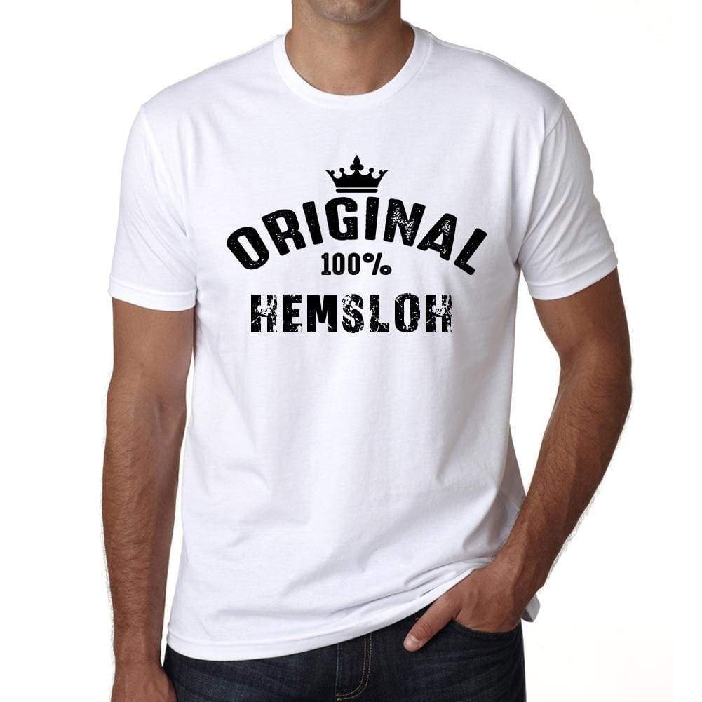 Hemsloh 100% German City White Mens Short Sleeve Round Neck T-Shirt 00001 - Casual