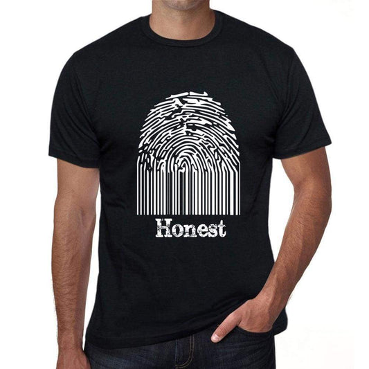 Honest Fingerprint Black Mens Short Sleeve Round Neck T-Shirt Gift T-Shirt 00308 - Black / S - Casual