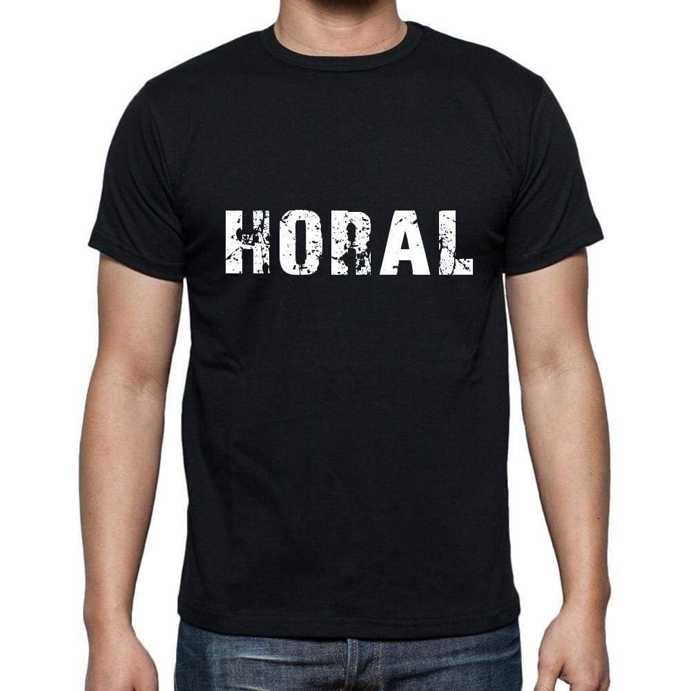 Horal Mens Short Sleeve Round Neck T-Shirt 5 Letters Black Word 00006 - Casual