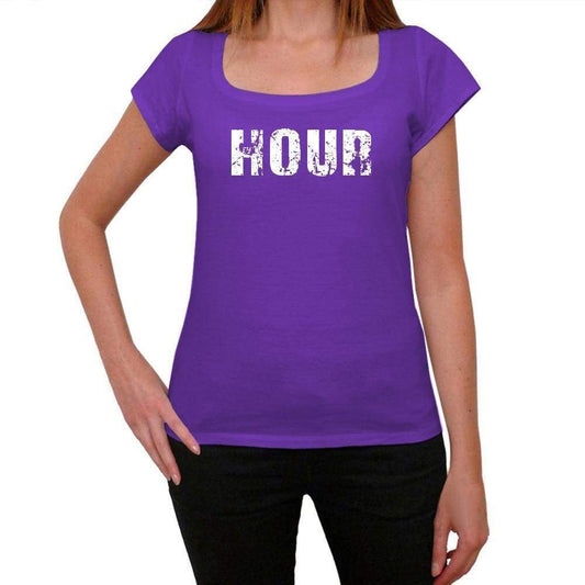 Hour Purple Womens Short Sleeve Round Neck T-Shirt 00041 - Purple / Xs - Casual