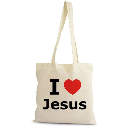 I Love Jesus Men Shopping Bag Natural Cotton Gift Beige - Beige / 100% Cotton - Casual