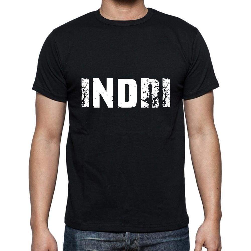 Indri Mens Short Sleeve Round Neck T-Shirt 5 Letters Black Word 00006 - Casual