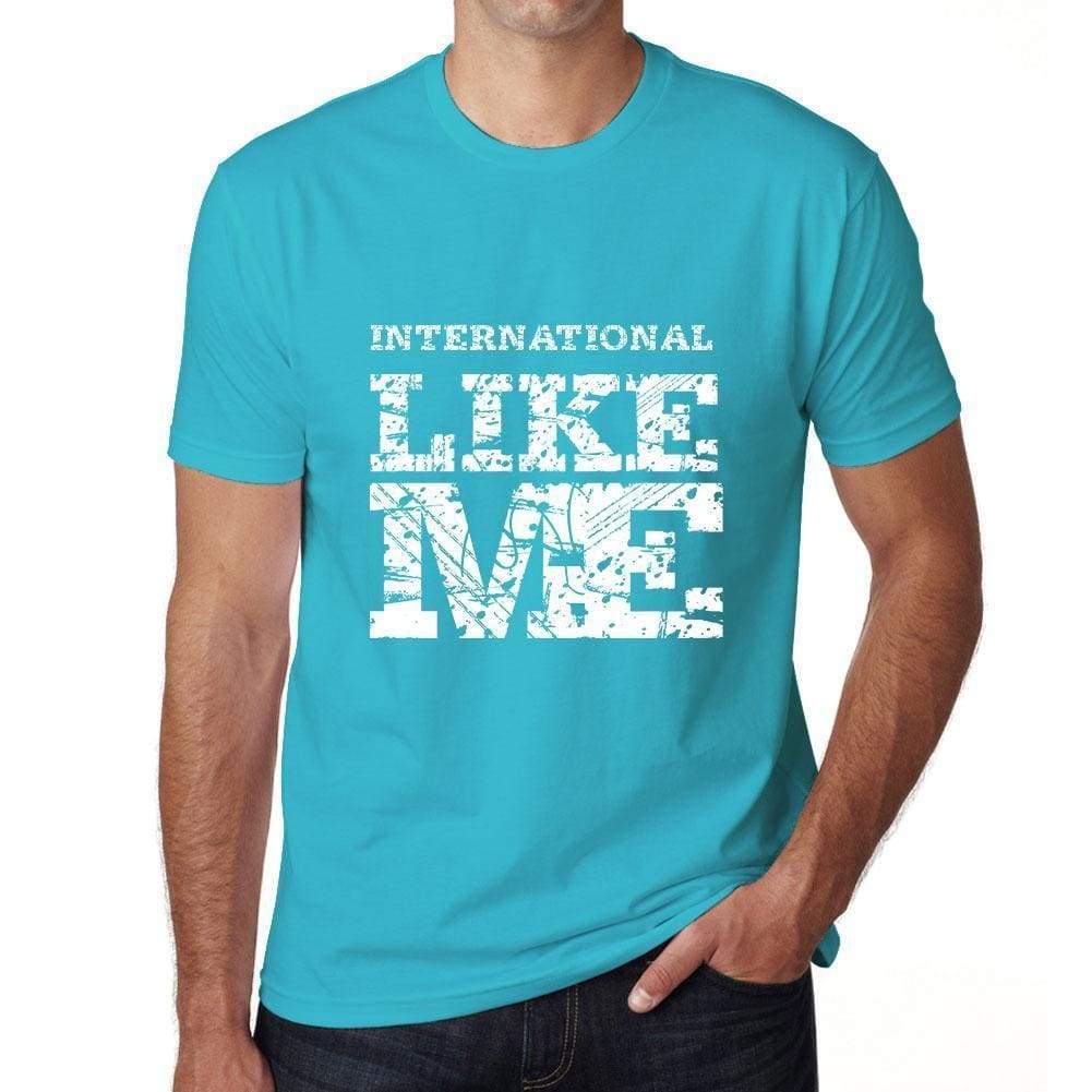 International Like Me Blue Mens Short Sleeve Round Neck T-Shirt - Blue / S - Casual