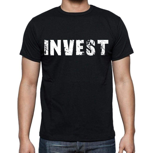 Invest Mens Short Sleeve Round Neck T-Shirt Black T-Shirt En