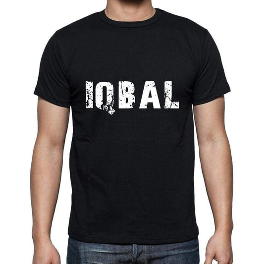 Iqbal Mens Short Sleeve Round Neck T-Shirt 5 Letters Black Word 00006 - Casual