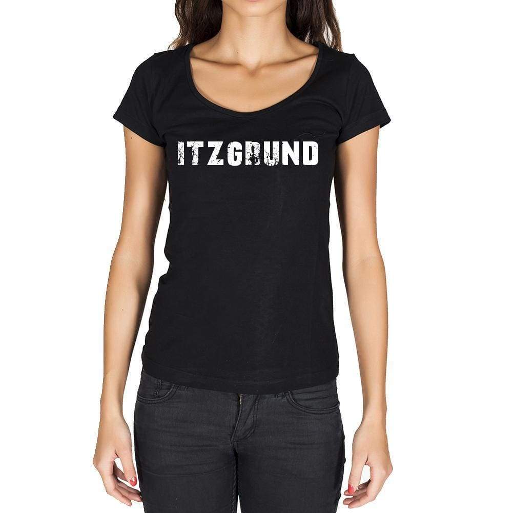 Itzgrund German Cities Black Womens Short Sleeve Round Neck T-Shirt 00002 - Casual