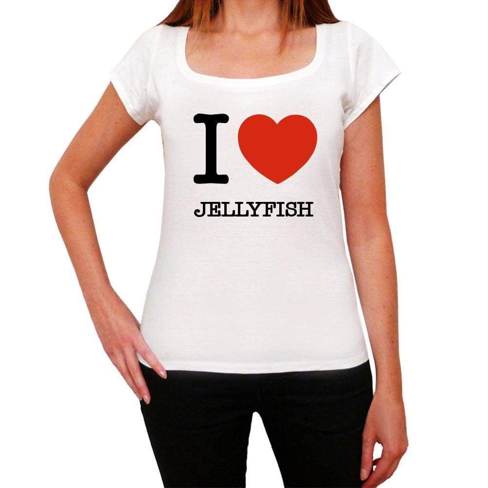 Jellyfish Love Animals White Womens Short Sleeve Round Neck T-Shirt 00065 - White / Xs - Casual