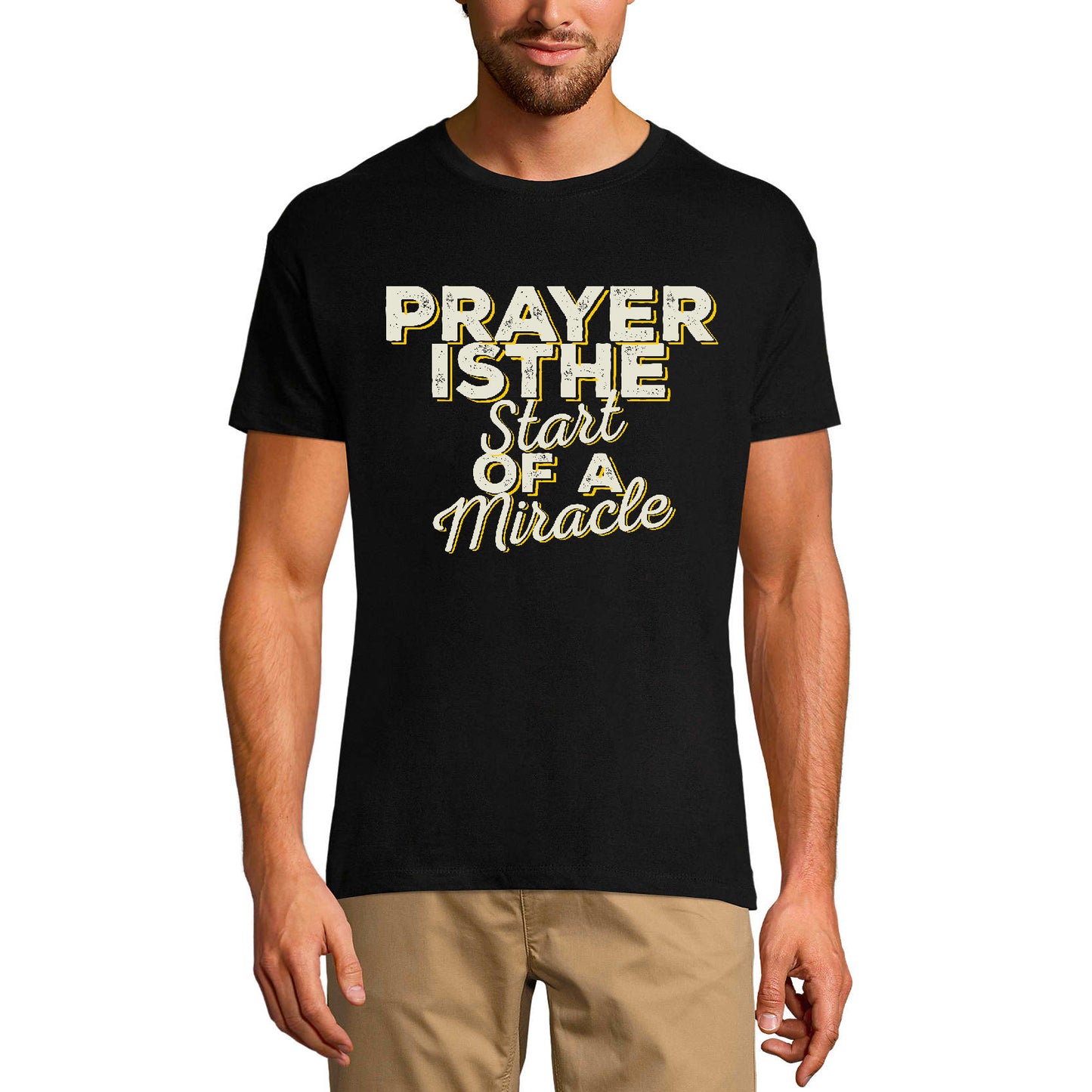 T-Shirt ULTRABASIC pour hommes La prière est le début du miracle - Chemise religieuse biblique