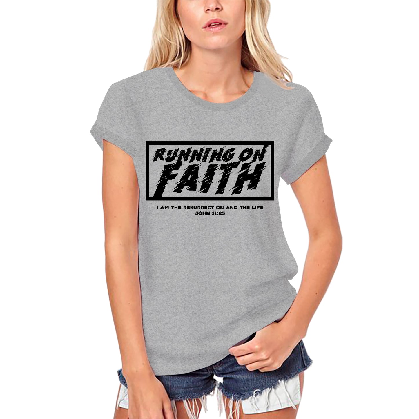 T-shirt religieux biologique ULTRABASIC pour femmes fonctionnant sur la foi - Chemise Jésus-Christ
