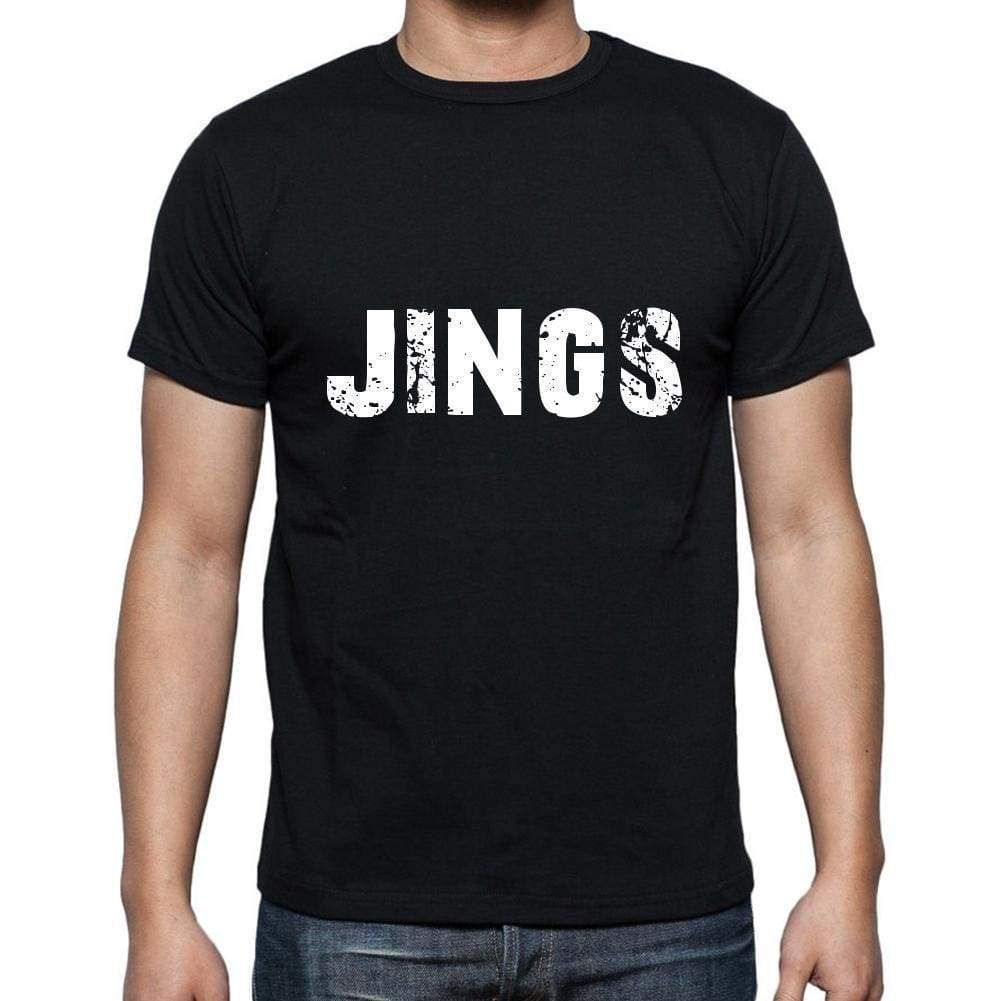 Jings Mens Short Sleeve Round Neck T-Shirt 5 Letters Black Word 00006 - Casual