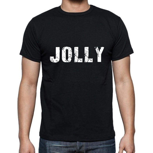 Jolly Mens Short Sleeve Round Neck T-Shirt 5 Letters Black Word 00006 - Casual