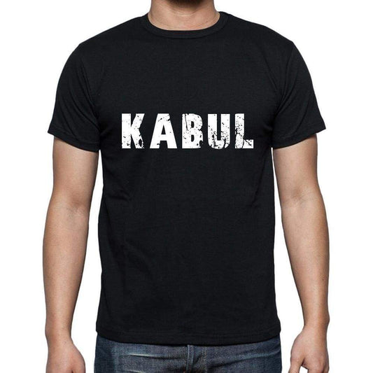 Kabul Mens Short Sleeve Round Neck T-Shirt 5 Letters Black Word 00006 - Casual
