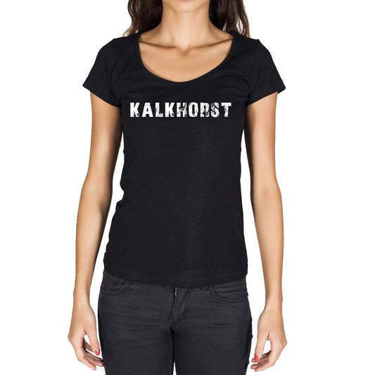 Kalkhorst German Cities Black Womens Short Sleeve Round Neck T-Shirt 00002 - Casual