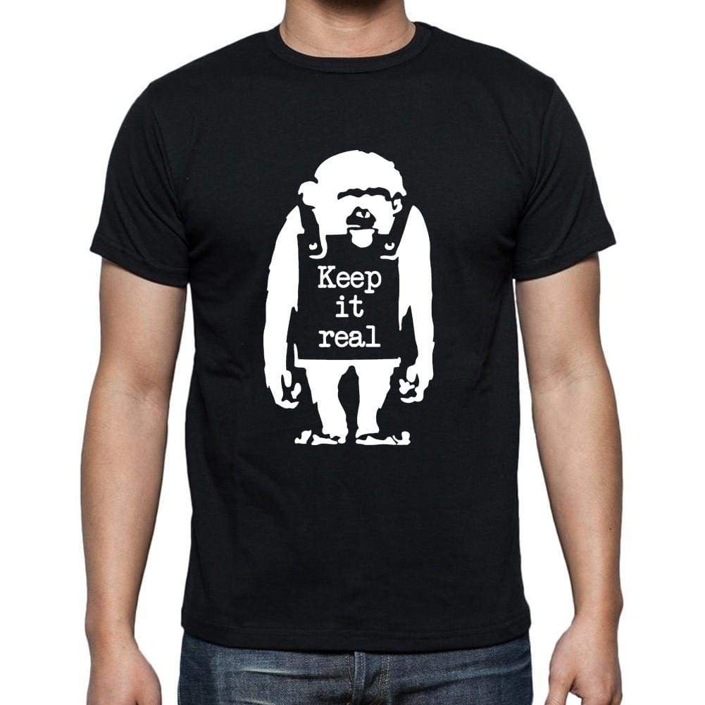 Keep It Real Chimp Black Gift Tshirt Mens Tee Black 00191
