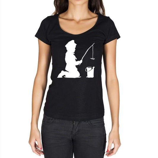 Kid Fishing Black Gift Tshirt Black Womens T-Shirt 00190