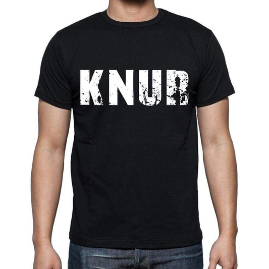 Knur Mens Short Sleeve Round Neck T-Shirt 4 Letters Black - Casual