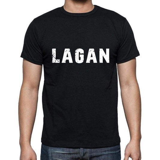 Lagan Mens Short Sleeve Round Neck T-Shirt 5 Letters Black Word 00006 - Casual