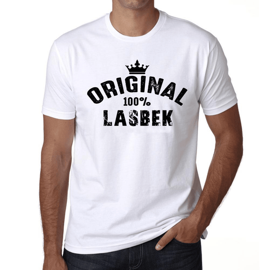 Lasbek 100% German City White Mens Short Sleeve Round Neck T-Shirt 00001 - Casual