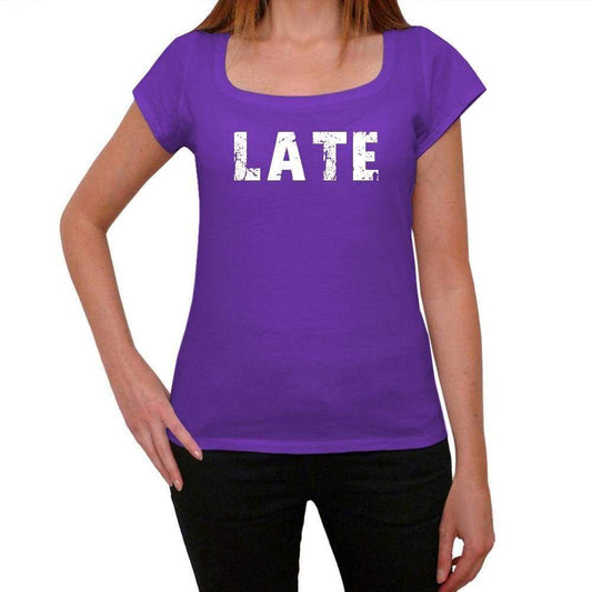 Late Purple Womens Short Sleeve Round Neck T-Shirt 00041 - Purple / Xs - Casual