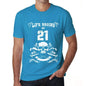 Life Begins At 21 Mens T-Shirt Blue Birthday Gift 00451 - Blue / Xs - Casual