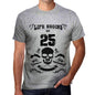 Life Begins At 25 Mens T-Shirt Grey Birthday Gift 00450 - Grey / S - Casual