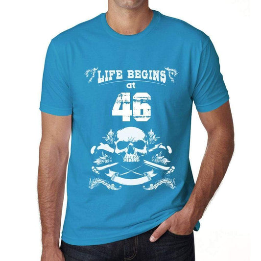 Life Begins At 46 Mens T-Shirt Blue Birthday Gift 00451 - Blue / Xs - Casual