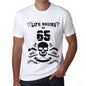 Life Begins At 65 Mens T-Shirt White Birthday Gift 00448 - White / Xs - Casual