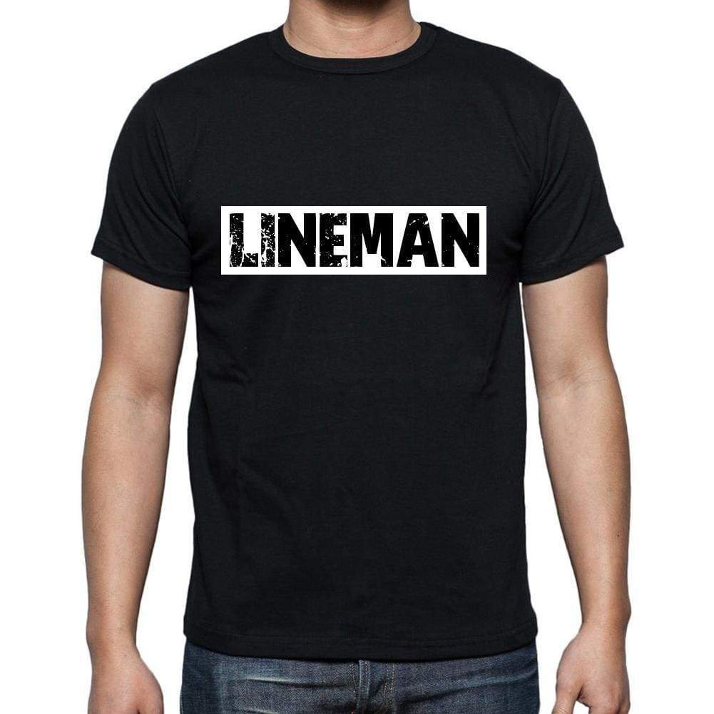 Lineman T Shirt Mens T-Shirt Occupation S Size Black Cotton - T-Shirt