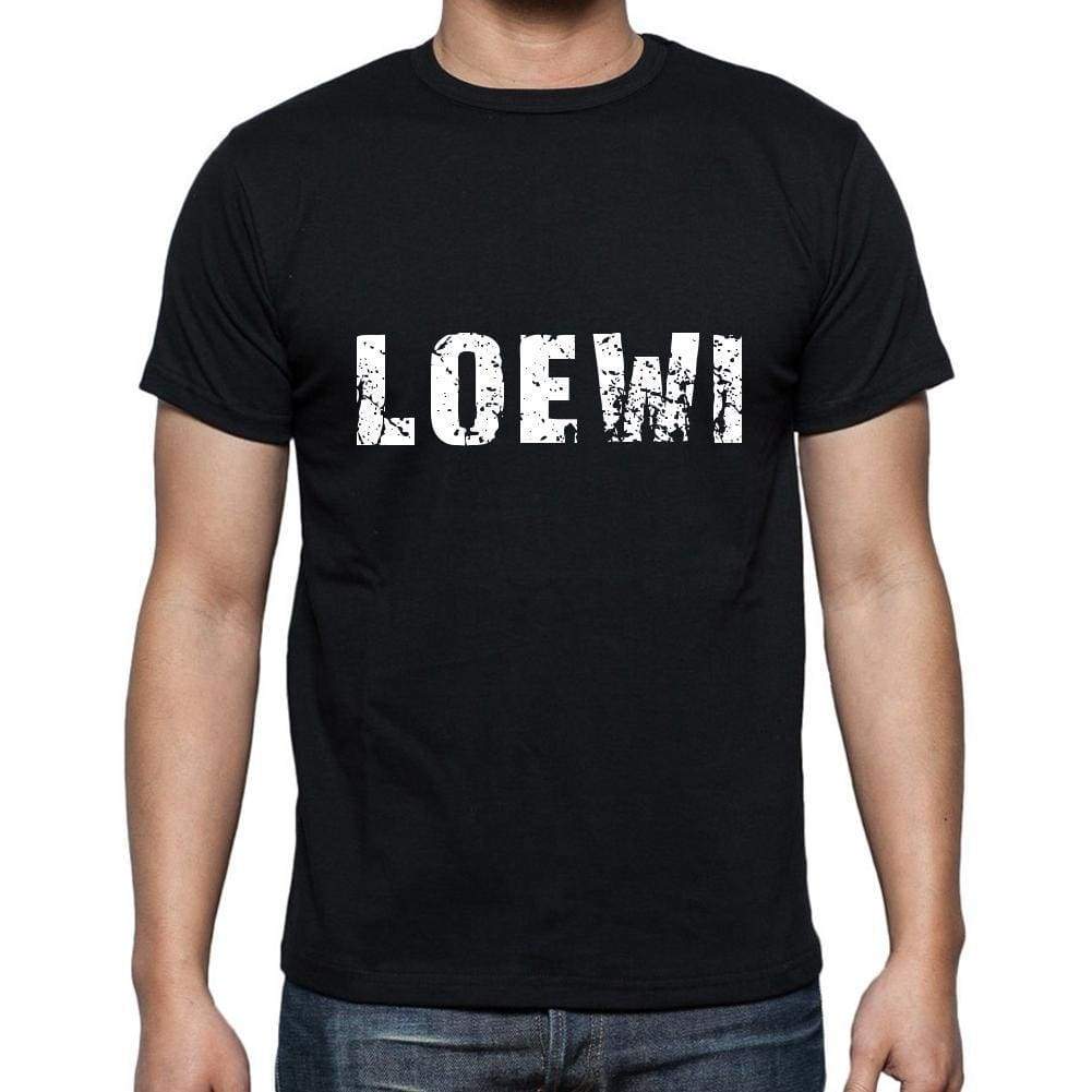 Loewi Mens Short Sleeve Round Neck T-Shirt 5 Letters Black Word 00006 - Casual