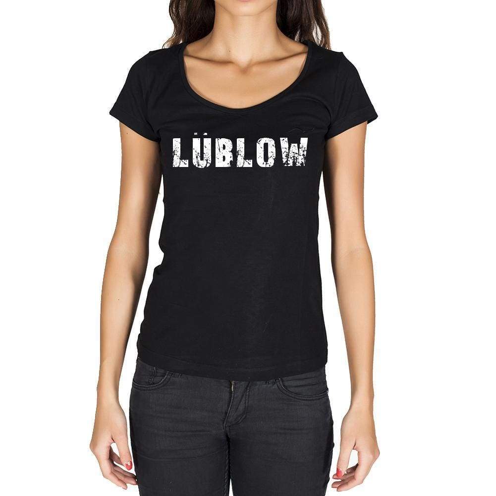 Lüblow German Cities Black Womens Short Sleeve Round Neck T-Shirt 00002 - Casual