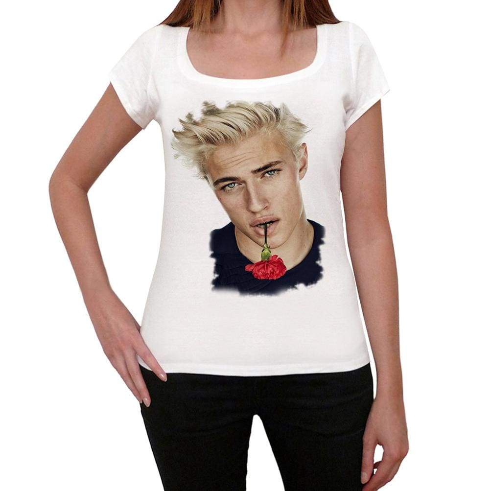 Lucky Blue Smith Flower Womens T-Shirt White Birthday Gift 00514 - White / Xs - Casual