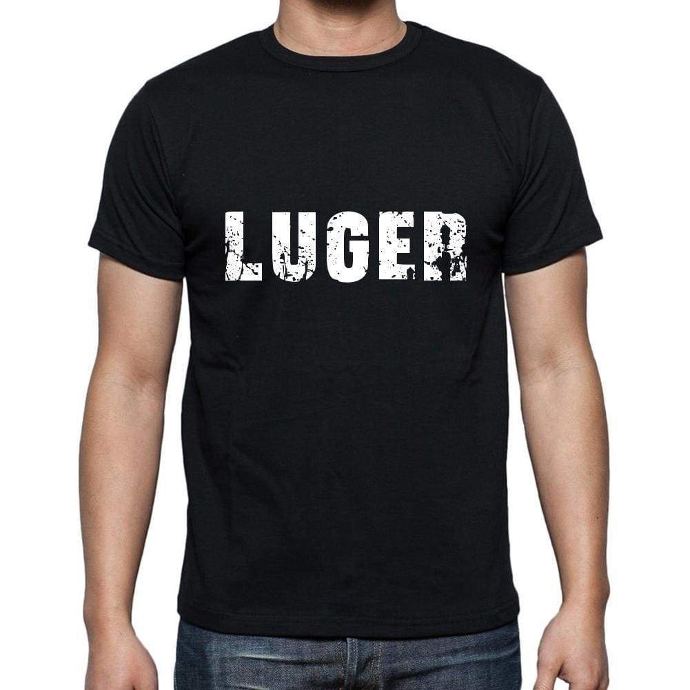 Luger Mens Short Sleeve Round Neck T-Shirt 5 Letters Black Word 00006 - Casual
