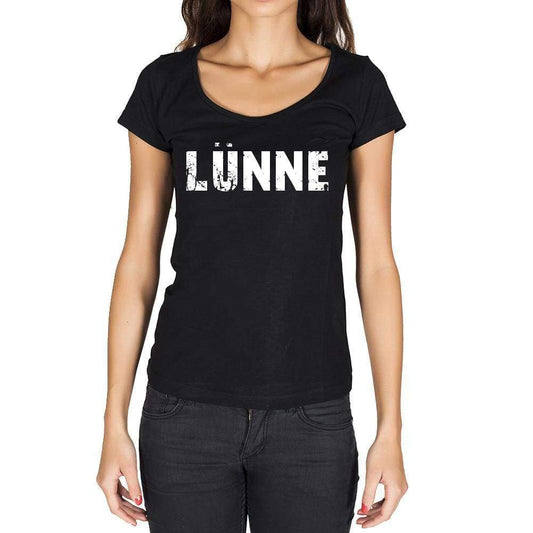 Lünne German Cities Black Womens Short Sleeve Round Neck T-Shirt 00002 - Casual